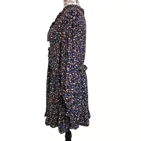 ZARA Dress Floral Mini Long Sleeves Black Blue Yellow Chiffon Y2K Women's Med - Picture 5 of 16